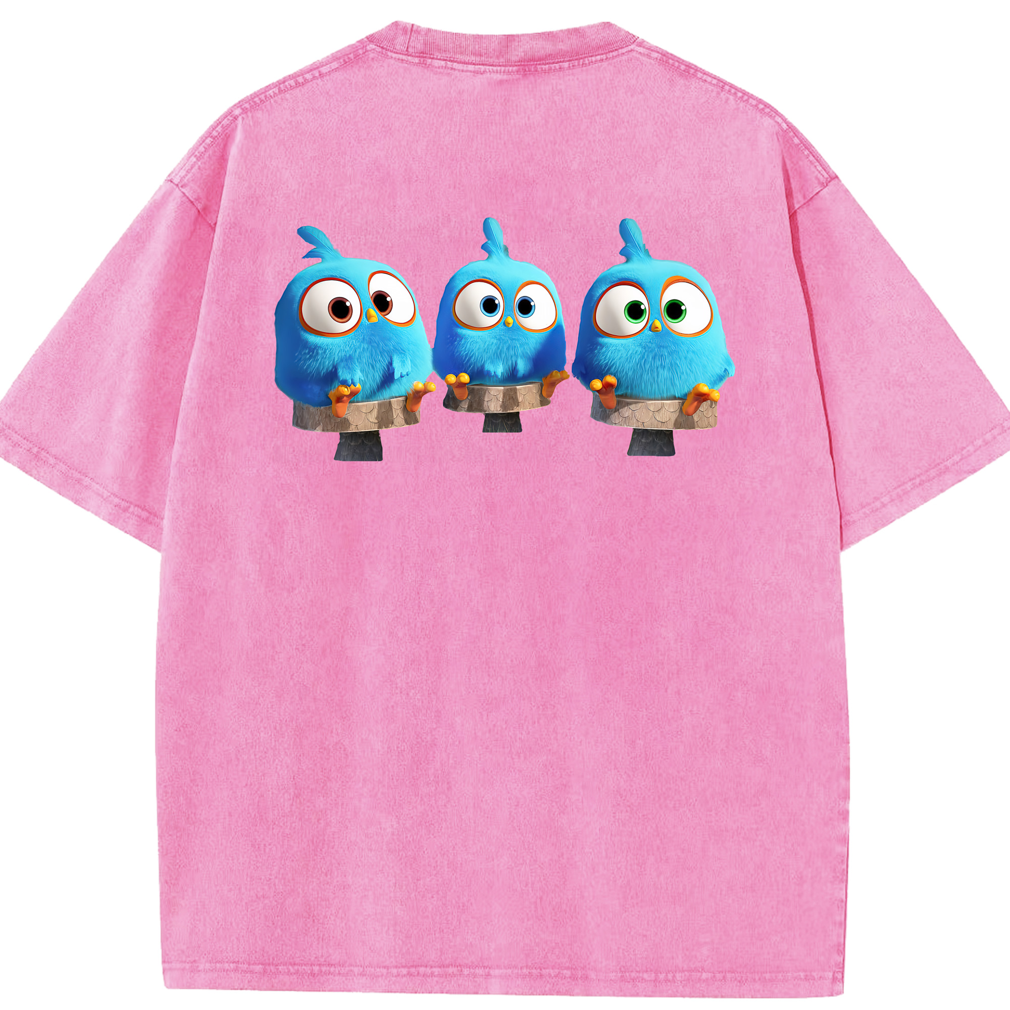 （画像用） Angry Birds アングリーバード 綿100% ヴィンテージ風 半袖Tシャツ（背面プリント）